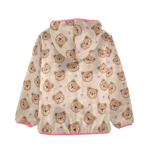 Bears Toddler Fleece Jacket Baby Girls Hooded Zipper Long Sleeve Thick Warm Outerwear 3-10 Years2