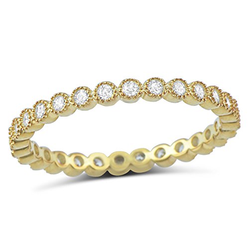 Yellow Gold Tone Sterling Silver Simulated Diamond Stackable Eternity Ring - Size 11