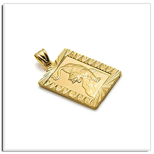 Xusamss Punk Jewelry Plated 18K Gold Tiger Dog Tag Pendant Necklace,22inches Box Chain3