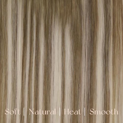 Image of Easyouth Balayage Clip in Hair Extensions, Clip in Extensions Real Human Hair, Medium Brown Ombre Platinum Blonde with Brown, 12 Inch 7pcs 85g, Remy Hair Extensions Clip ins, for Beginners