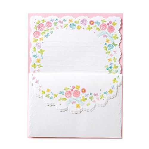 包む レターセット リースフラワー 0-037-8