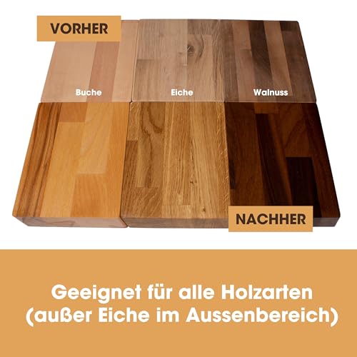 Furniture Clinic Gekochtes Leinöl für Holzmöbel & mehr | 250ml raffiniertes Öl | Leinölfirnis | seidenmatt-glänzendes Holzöl-Finish für Möbel, Tischplatten, Terracotta-Fliesen, Stein & Metall