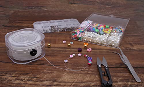 Konmay KMEC-YDF-FLT08-BKWT 2 Rolls 0.8Mm Flat Stretchy Bracelet Strings With Organizing Case, 180 Yards Black And White Crystal Elastic Thread Cord For Jewelry Bracelets Making And Beading thumb #5