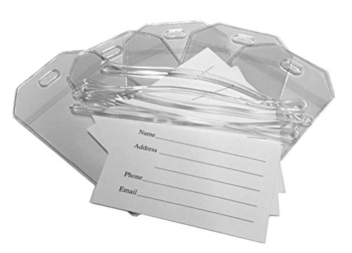 Clear Vinyl Luggage Tags with Loops & Name Cards (Set of 5)