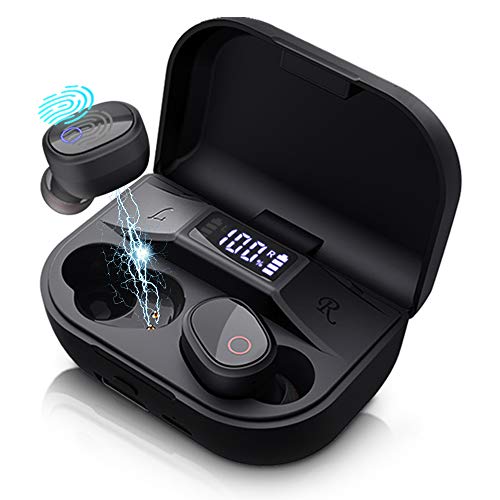 True Wireless Earbuds, Bluetooth 5.0 Headphones, IPX7 Waterproof Smart Touch Control, LED Battery Display, 2400mAh Rechargeable Case, 150H Playtime Built-in Mic, TWS Stereo Earphones in-Ear