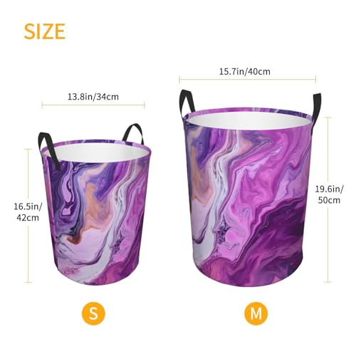 Panier à linge pliable en marbre violet imperméable et grand format - 6