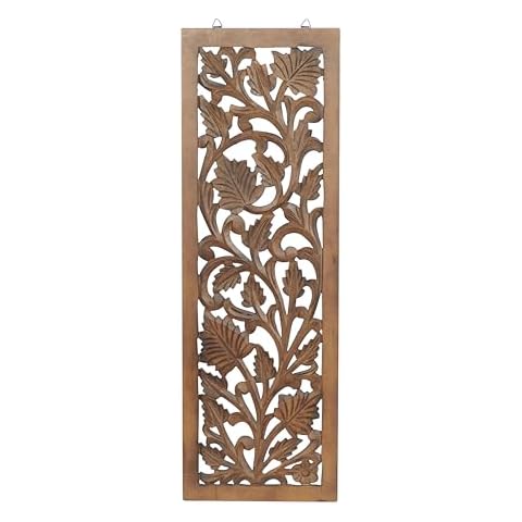 Deco 79 Wood Floral Handmade Intricately Carved Acanthus Wall Decor Cover