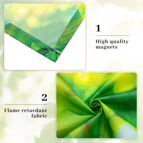 Image of Hortsun Pack of 2 Fluorescent Light Covers 4 x 2 Feet Magnetic Ceiling Light Cover Room Supplies for Home Office(Green Leaf)