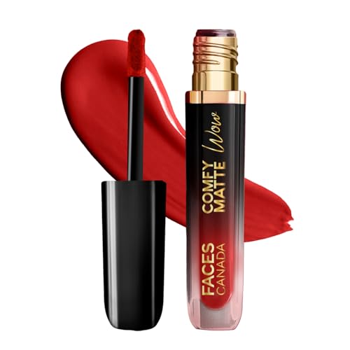 Image of FACESCANADA Comfy Matte Wow Liquid Lipstick Ruby Rouge 03 3.8ml | One Swipe Application | Highly Pigmented | Comfortable Wear | Glides Smoothly | Long Lasting | Transferproof