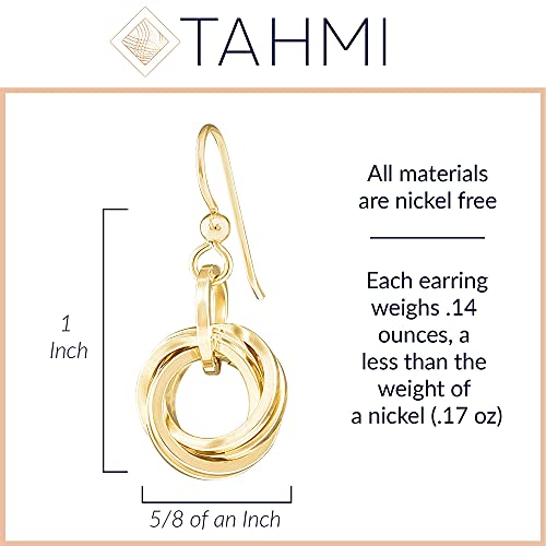 Dressy 14K Yellow Gold-Filled Love Knot Circle Dangle Earrings For Women Classy Geometric Designer Earrings For The Minimalist Mother Jewelry Gift Idea For Wife (French Wire) #TOP5