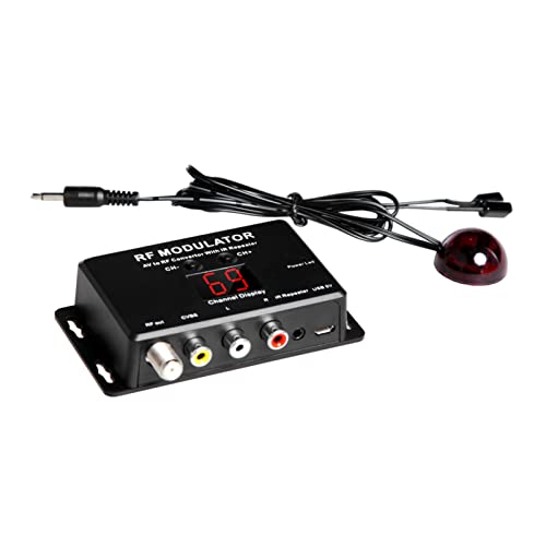 HUIOP modulador de radiofrecuencia Modulador RF M60IR con repetidor IR Convertidor AV a RF con repetidor IR