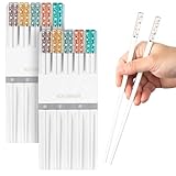 5 Pares/10 PcsPalillos de Metal Reutilizables, Palillos Japoneses, Palillos ChinosPalillos de Acero de Aleación para Lavavajillas, Chopsticks Antideslizantes para Cocina Restaurante Casa