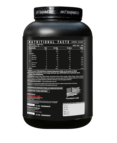 Image of Enhanced Labs Premium Whey Protein Powder, Cappuccino (2kg / 4.4lbs) | 24G Protein per scoop | Rapid Absorption Formula | Digestion Enzyme