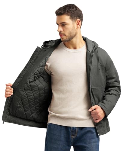 TBMPOY Men's Winter Work Jackets Hooded Quilted Lined Workwear Cotton Active Coats4