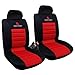 WOLTU AS7257-2 Set Coprisedili Anteriori Auto 2 Posti Seat Cover Protezioni Universali per Macchina Tessuto Poliestere Nero/Rosso