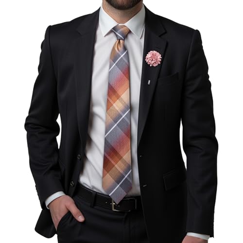 Image of Hi-Tie Men's Silk Ties Formal Woven Classic Necktie Pocket Square Cufflinks Lapel Pin Set Wedding Business