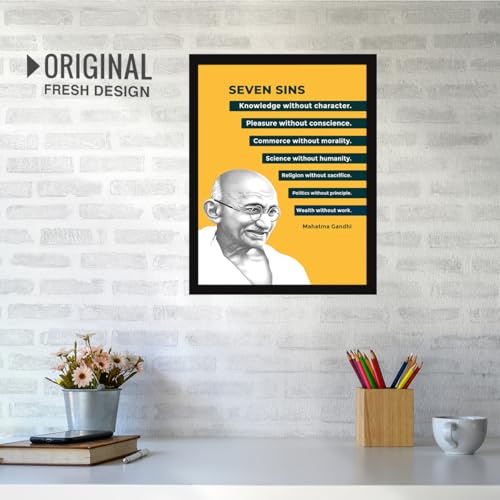 Image of Chaka Chaundh - Mahatma Gandhi, Office Quotes Frames - Motivational Quotes Wall Frames for Office - Positive Business Quotes Wall Frame - Poster - (14 X 11 Inches)