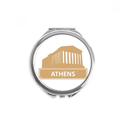 Miroir de poche Athènes Grèce rond jaune accessoire de maquillage nomade