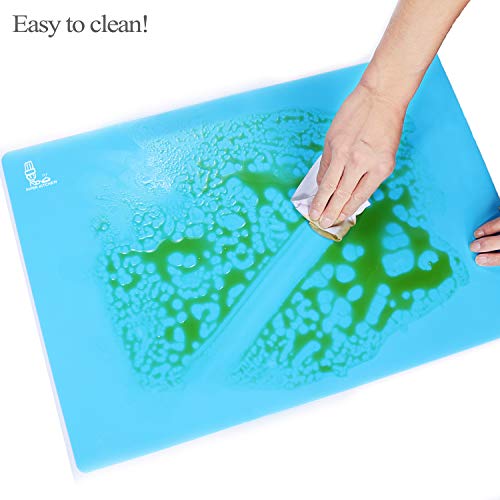 Super Kitchen Food Grade Non-stick Silicone Pastry Mat - For Heat Resistant Nonskid Table Mat,Silicon Baking Mat, Dough Rolling mat,Countertop Protector, Pie and Fondant Mat 23.6''15.75'' (Blue) - Thumbnail 3