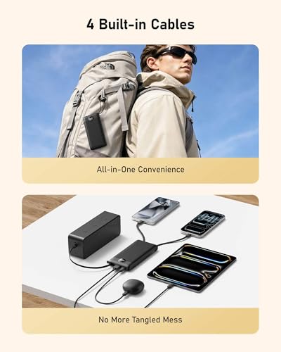 VEEKTOMX Portable Charger with 4 Built-in Cables 10000mAh Slim Power Bank, USB-C Battery P - image 4