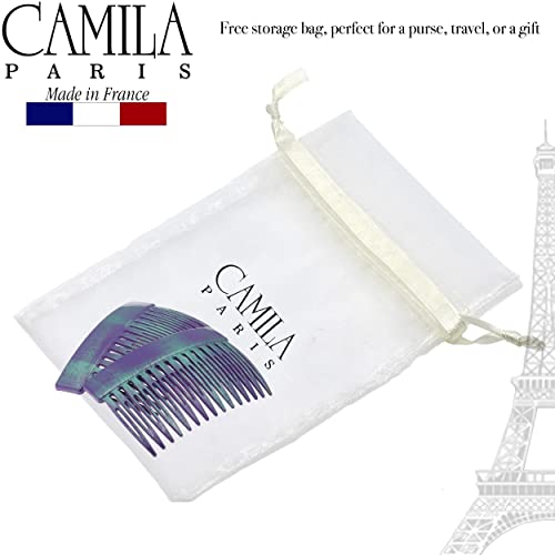 Camila Paris Cp2945 French Hair Side Comb, 3 Inch Small Blue, French Twist Hair Combs Decorative, Strong Hold Hair Clips For Women Bun Chignon Up-Do Styling Girls Hair Accessories, Made In France #TOP4