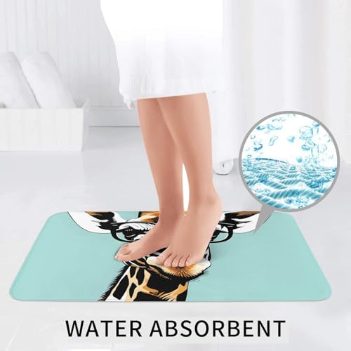 Tapis de bain girafe avec lunettes absorbant et durable