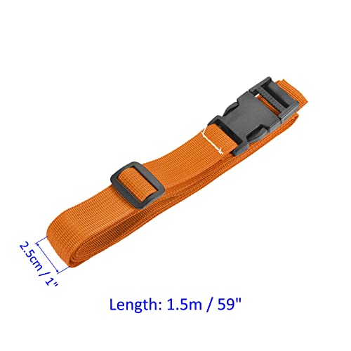 Image of M METERXITY 1 Pack Luggage Straps- Travel Baggage Accessory Adjustable Suitcase Belt with Quick Release Buckle, Apply to Travel (1.5 Meters, Orange)