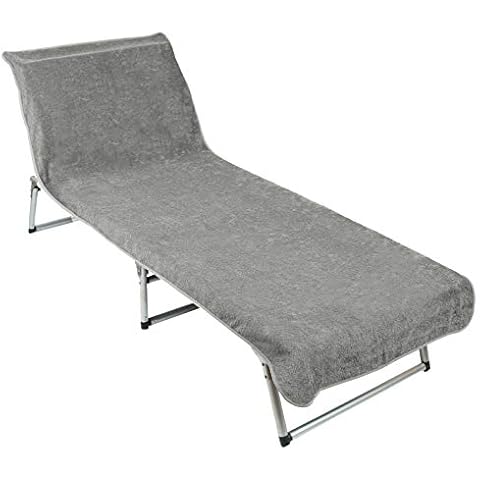 Toalla para Tumbona de Playa y jardín, algodón, 75x215 cm Gris Claro Cover