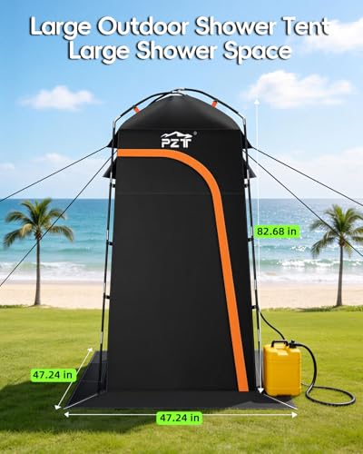 Image of Large Shower Tent, Portable Privacy Tent with Mesh Floor & Carrying Bag, Lightweight & Sturdy, Easy Set Up, Portable Changing Room for Camping & Hiking, Fishing, Beach