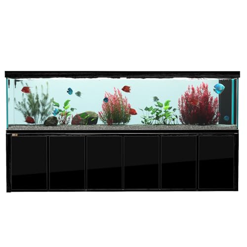 500 Gallons Tempered Glass Aquarium, Modern Rectangular Black Tan...