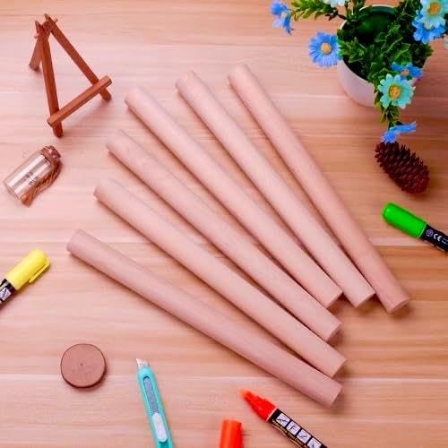 Image of Bloomax Premium Hardwood Round Wooden Dowels - 24mm to 25mm Diameter, 18 Inch Length (Pack of 5) - Multipurpose Natural Wood Sticks for DIY Crafts, Home Decor & Furniture Support