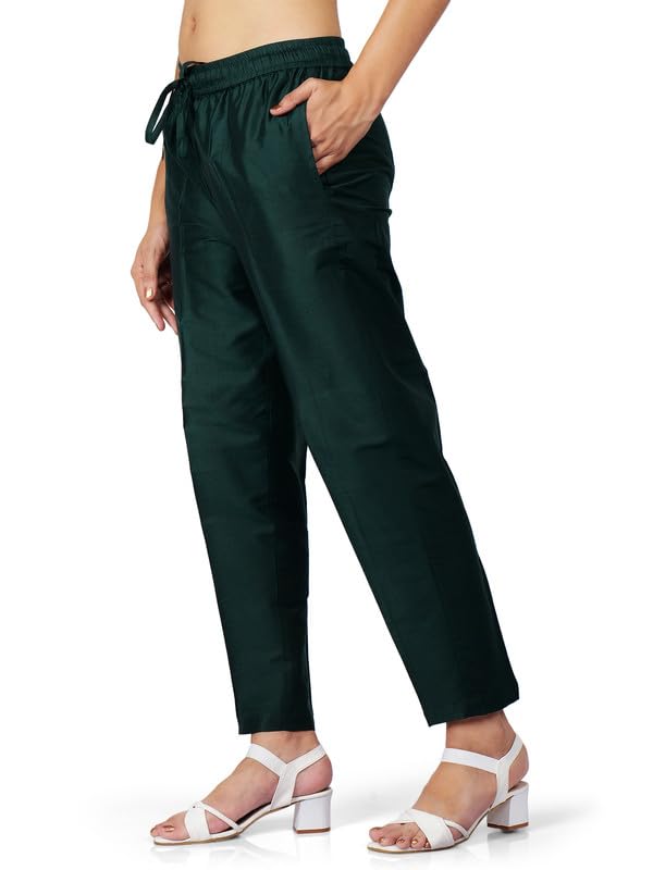 Image of Trouser Pants for Women,Stylish Trousers for Woman for Kurti Relaxed & Regular Straight fit Palazzo,Ethnic Bottom Formal Pants for Women Office wear Casual & Daily Use