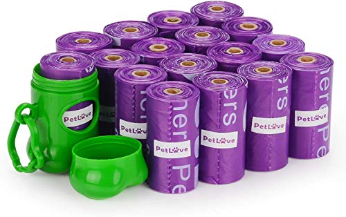 PetLove 240-Count Durable Biodegradable Environment-Friendly Dog Waste Bag, Lemon-Scented Poop Bag with EPI-Technology, Dispenser Included (15 Bags/Roll, 16 Rolls) - Lemon-Scented