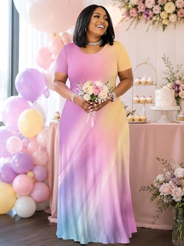Image of PinkPatty Women's Plus Size Maxi Dress Short Sleeve with Pockets