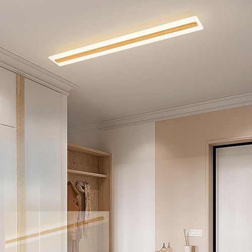 Lampe de plafond design moderne rectangulaire bois 23W LED durable