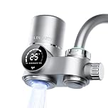 Water Filter for Sink Faucet, NSF Certified Faucet Mount Water Filtration System with Real-Time Filter Life Indicator, Reduces Lead Chlorine, Heavy Metals (Incl. 1 Filter, 12 adaptors)