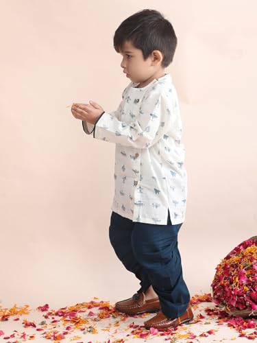Image of POLKA TOTS Premium Cotton Dhoti Kurta Set for Kids Boys | Traditional Angrakha Style Ethnic Wear for Boys | Kurta Dhoti Set for Kids | Festive & Wedding Clothing Set for Baby