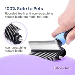 Potaroma Versatile Pet Grooming Brush, Double Sided Shedding and Dematting Undercoat Rake, Reduces Shedding by up to 95% Professional Deshedding Comb Tool for Dogs and Cats (Medium)