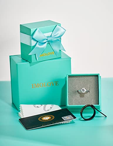Imolove Moissanite Solitaire Engagement Ring For Women, 1Ct D Color Vvs1 Clarity Wedding Band 925 Sterling Silver With 18K Gold Plated Lab Created Simulated Round Diamond Ring, Promise Wedding Rings-7.5 #TOP7