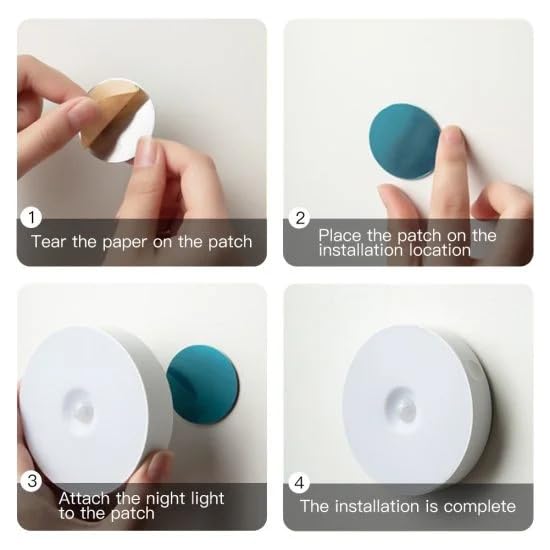 Image of White Motion Sensor LED Light for Home, USB Rechargeable Wireless Magnetic Self-Adhesive Lamp - Sensor Light for Cupboard, Kitchen, Bedroom & Stairs, Ceiling Light for Living Room