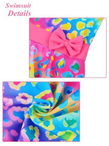 Image of Girls Swimsuit One Piece UPF 50+ Floral Skirted Bathing Suit Modest Beach Swim Dress 3-11 Years