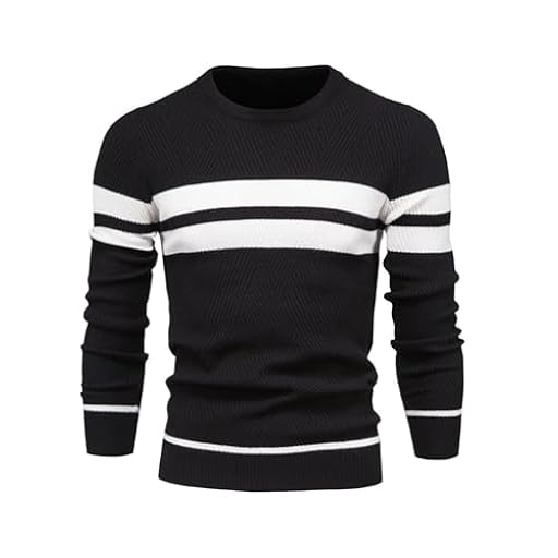 UUAISSO Suéter para Hombre Cuello Redondo Rayas Color a Juego Suéter Sudaderas Suéter de Punto Jersey para Uso Informal Negro L | Ya disponible en tu tienda friki favorita! En mundofriki.es!