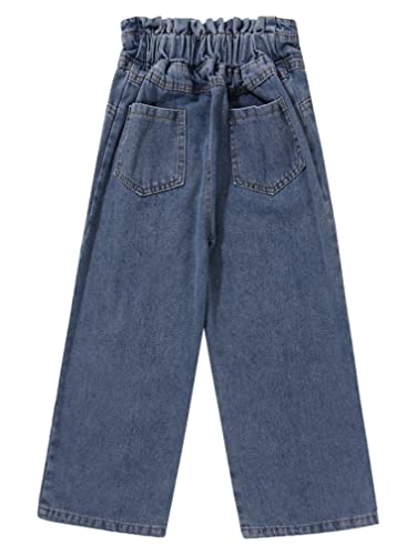 easyforever Girl's Jeans Casual Wide Leg Denim Pants High-Waisted Buttons Fashion Stretchy Denim Trousers with Pockets4