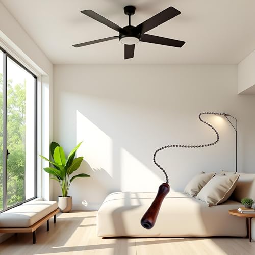 Image of Travet Fan Pull Chain Decorative Wooden Knob Pendant for Lighting Ceiling Fans Lamp,Dark Wood, 11.02 inch， Fan Accessories