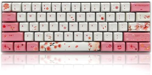 BOYI �L�� 60% ���J�j�J�� �Q�[���p�L�[�{�[�h �~�j RGB Cherry MX Switch PBT �L�[�L���b�v NKRO �v���O�����\ Type-C �L�[�{�[�h �Q�[�����Ɨp (Cherry Blossom�AGateron G Pro 3