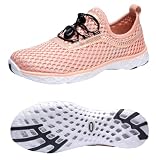 SUOKENI Women's Quick Drying Slip On Water Shoes for Beach or Water Sports Orange-Pink