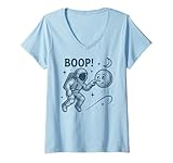 Photo Gallery donna astronauta boop luna divertente spazio retro maglietta con collo a v Photo Gallery donna astronauta boop luna divertente spazio retro maglietta con collo a v