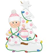 MAXORA Pink Baby Christmas Tree Ornament 2022- Personalized Baby’s First Christmas Ornament - New...