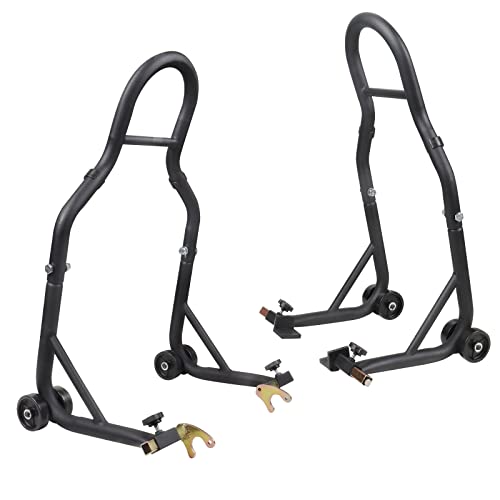 Bestool Heavy Duty Motorcycle Stand Rear Lift Stand Universal Sport Bike Swingarm Spool Paddock Rear Stand Combo For Most Suzuki Yamaha Honda Kawasaki Black #TOP30