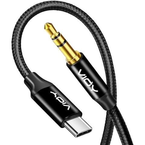 VIOY Aux to USB C 3.3 FT, Type C to 3.5 mm Male Audio Aux Jack Cable-USB C to Aux Male Headphone Car Stereo Cord Compatible with iPhone 15/15Plus/Pro/Pro Max, Galaxy S23 Ultra iPad Pro Air Pixel 7… Cover